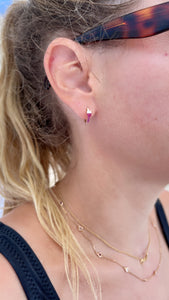 Ruby and Diamond Petite Hoop Earrings 2