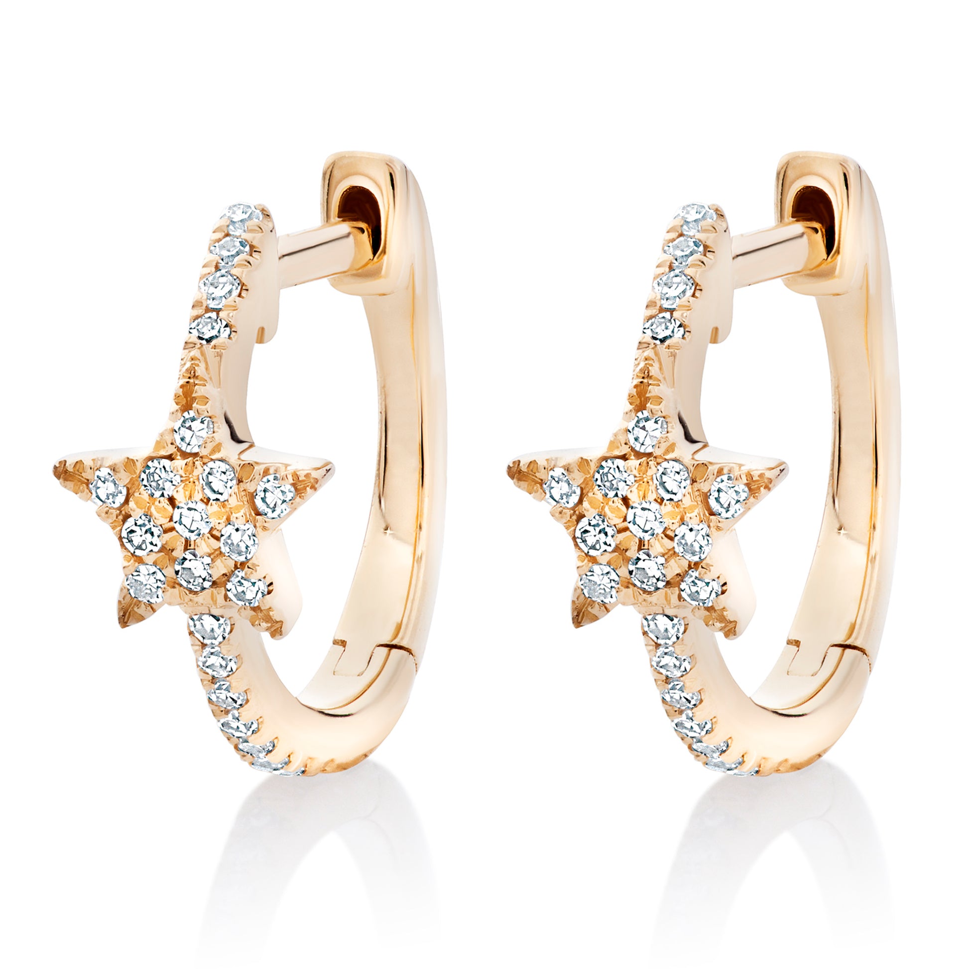 Petite Diamond Star Hoop Earrings