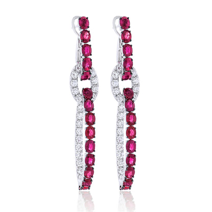 Ruby and Diamond Hanging Earrings