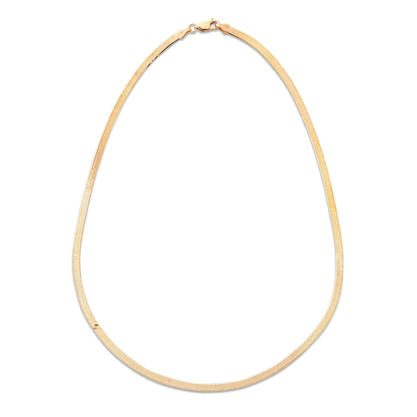 Yellow Gold 3mm Wide herringbone Chain Necklace