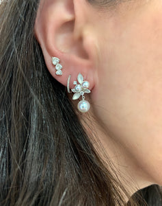 Diamond and Pearl Drop Earrings 2