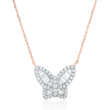 Load image into Gallery viewer, Large Two Tone Diamond Butterfly Pendant 2