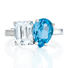 Load image into Gallery viewer, Small Toi Et Moi White and Blue Topaz Ring