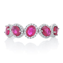 Load image into Gallery viewer, Ruby and Diamond Oval Shape Tilted Ring