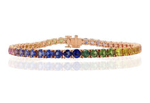 Load image into Gallery viewer, Rainbow Sapphire Tennis Bracelet 3
