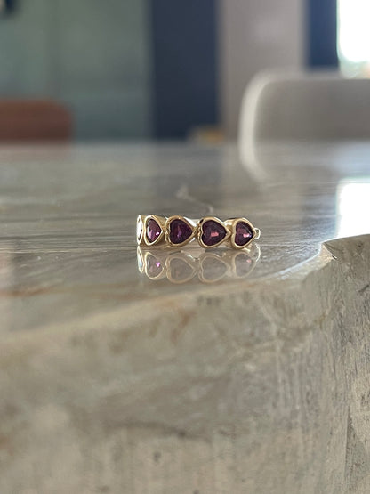 Garnet Bezel Set Heart Shape Band 3