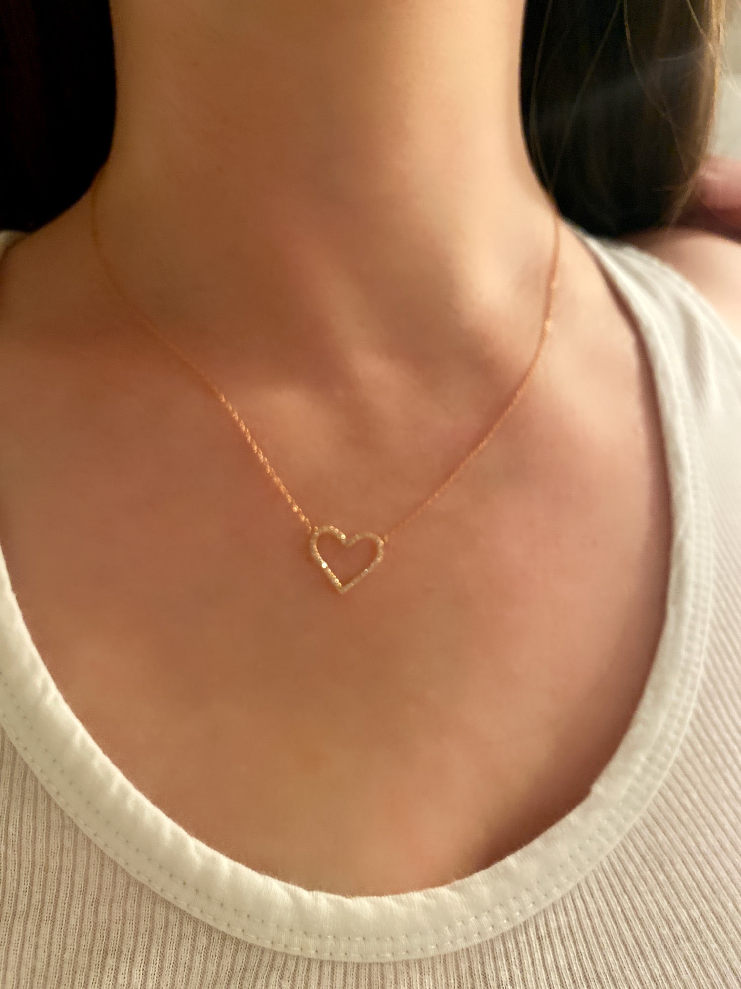 Gold outlets necklace with open heart pendant