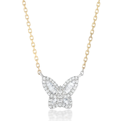 Petite Two Tone Diamond Butterfly Pendant