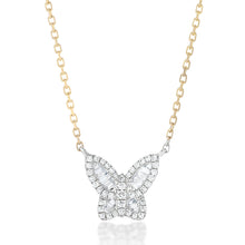 Load image into Gallery viewer, Petite Two Tone Diamond Butterfly Pendant