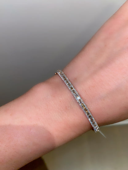 Round and Baguette Diamond Bangle 3