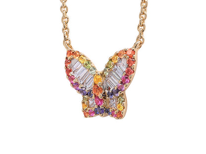 Petite Rainbow Sapphire and Diamond Pendant 3