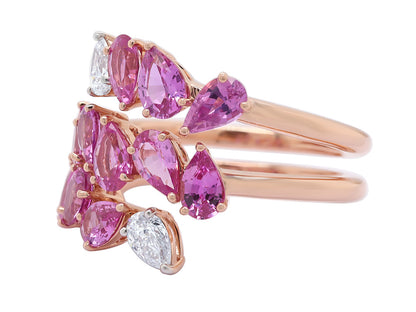 Pink Sapphire and Diamond Mixed Cut Ring