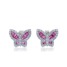 Load image into Gallery viewer, Petite Pink Sapphire and Diamond Butterfly Earrings