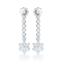 Load image into Gallery viewer, Diamond Flower Dangle Earrings