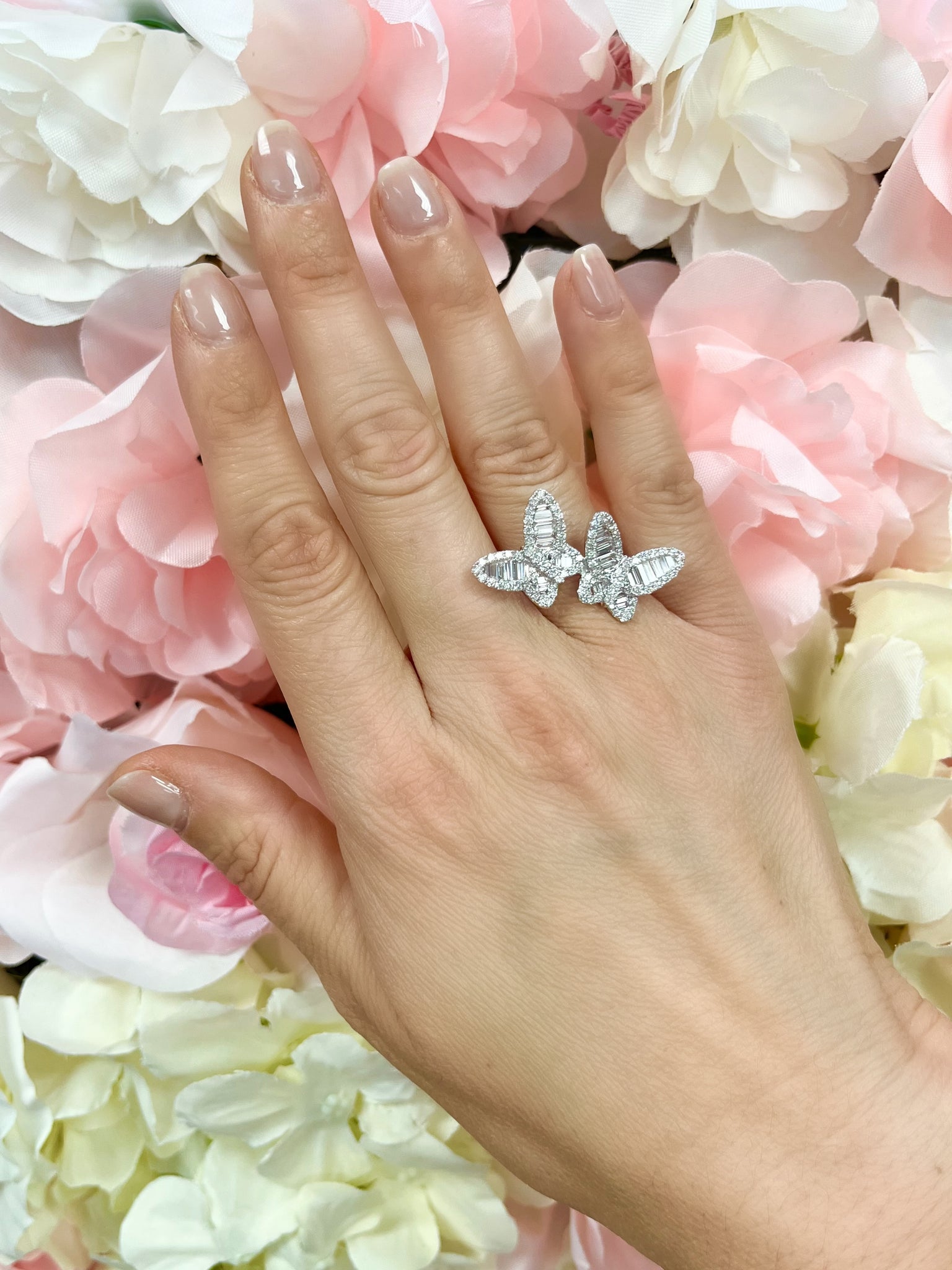 ROF101-Nature inspired butterfly diamond ring for women - Olivacom