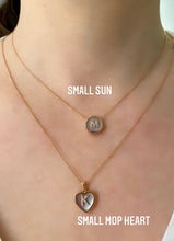 Load image into Gallery viewer, Small Mother of Pearl Diamond Initial Heart Pendant 6