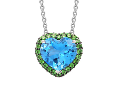 Tsavorite and Swiss Blue Topaz Pendant