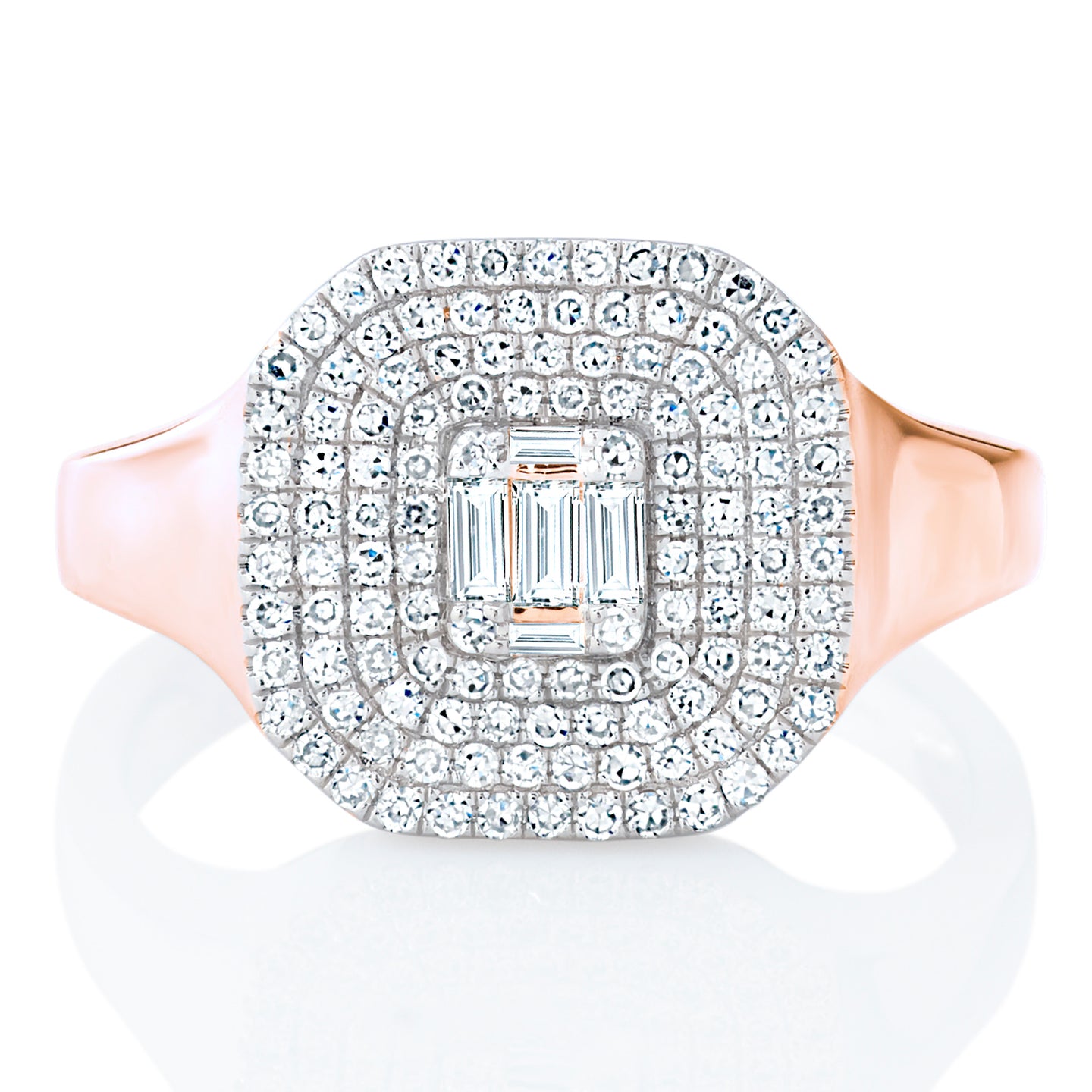 Diamond Square Shape Signet Ring