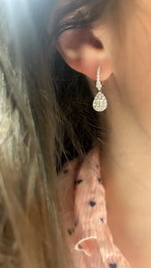 Diamond Pear Shape Illusion Set Dangle Earrings 2