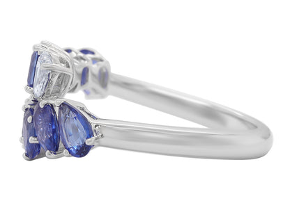 Blue Sapphire and Diamond Mixed Cut Ring - Two