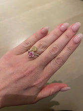 Load image into Gallery viewer, Yellow and Pink Sapphire Diamond Flower Ring - Three