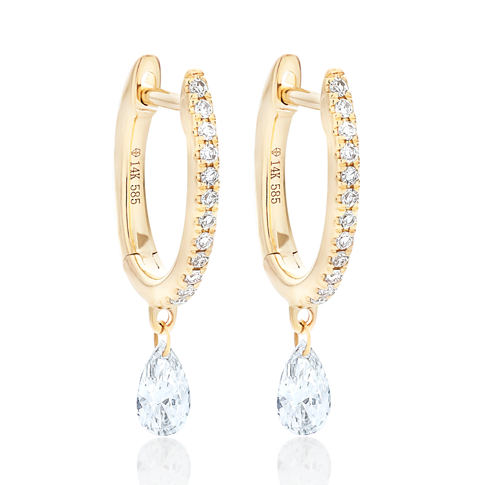 Diamond Drop Hoop Earrings – Nicole Rose Fine Jewelry