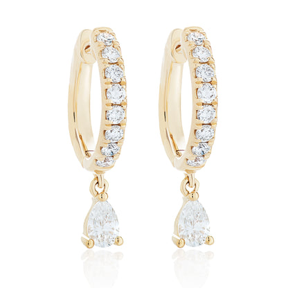 Fancy Shape All Diamond Dangle Earring - Yellow