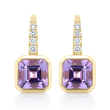 Load image into Gallery viewer, Bezel Set Amethyst and Diamond Earrings