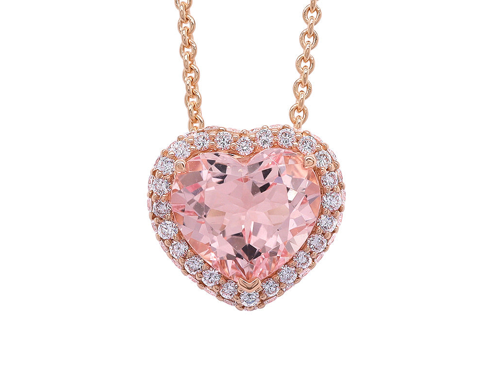 Pink Morganite and Diamond Heart