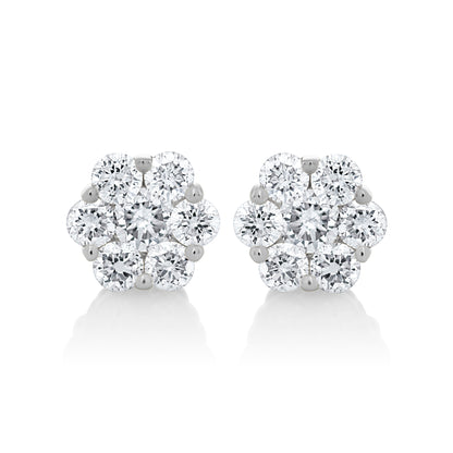 Petite Diamond Flower Stud Earrings