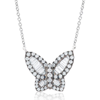 Large Black Rhodium Diamond Butterfly Pendant