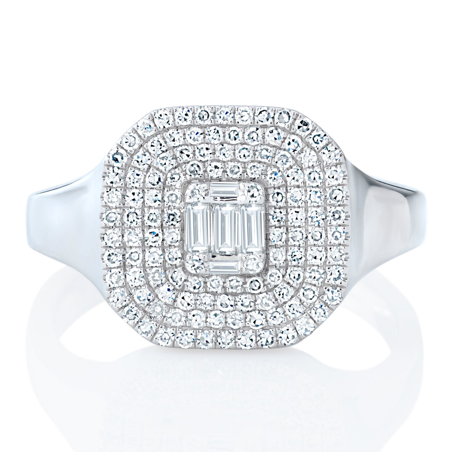 Diamond Square Shape Signet Ring 3