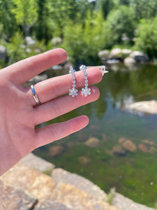 Diamond Flower Dangle Earrings 4