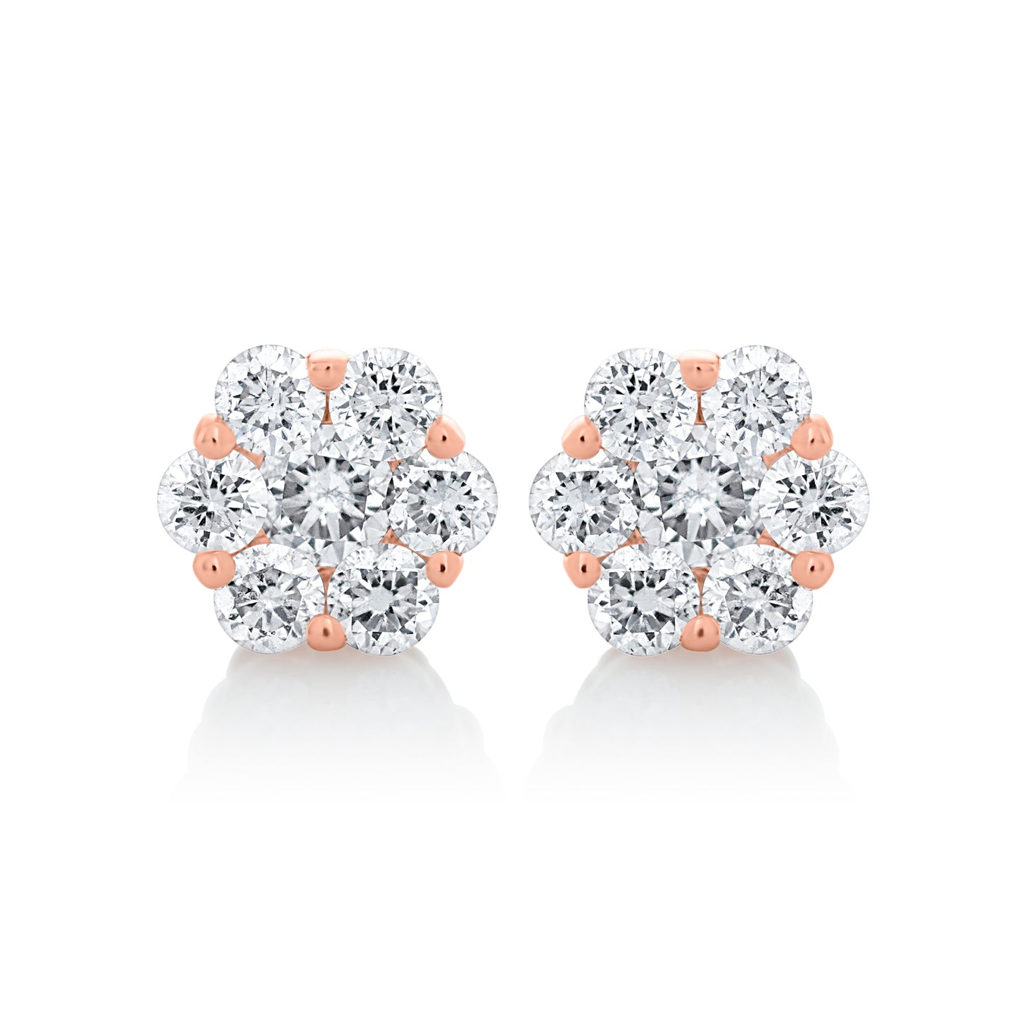 Petite Diamond Flower Stud Earrings - Rose