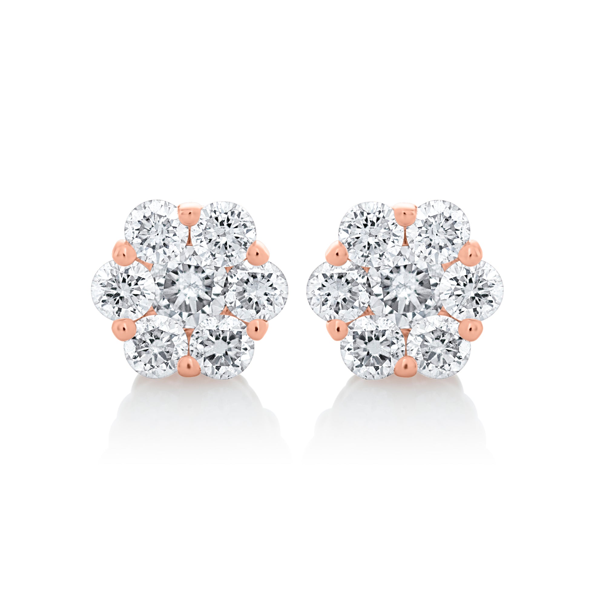 Petite Diamond Flower Stud Earrings - Rose