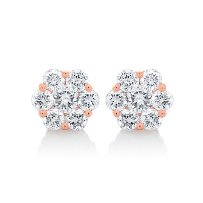 Petite Diamond Flower Stud Earrings - Rose