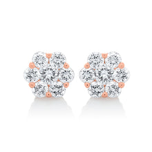 Load image into Gallery viewer, Petite Diamond Flower Stud Earrings - Rose