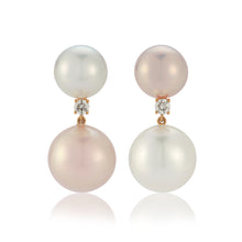 Load image into Gallery viewer, Double Pearl and Diamond Hanging Earrings