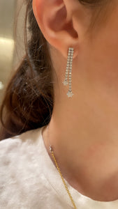 Falling Diamond Flower Dangle Earrings 2