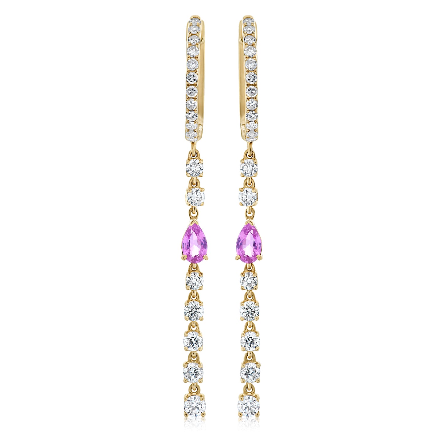 Diamond and Pink Sapphire Strand Earrings