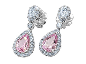 Candy Colored Morganite and Diamond Drop Earring