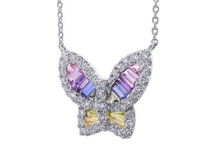 Large Sapphire and Diamond Unicorn Butterfly Pendant 3