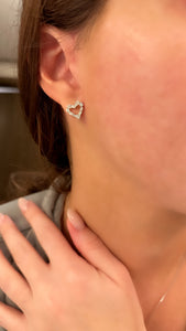 Mixed Cut Diamond Heart Stud Earrings - Two