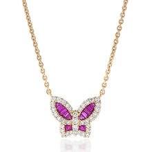 Load image into Gallery viewer, Petite Ruby and Diamond Butterfly Pendant