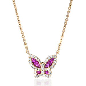 Petite Ruby and Diamond Butterfly Pendant