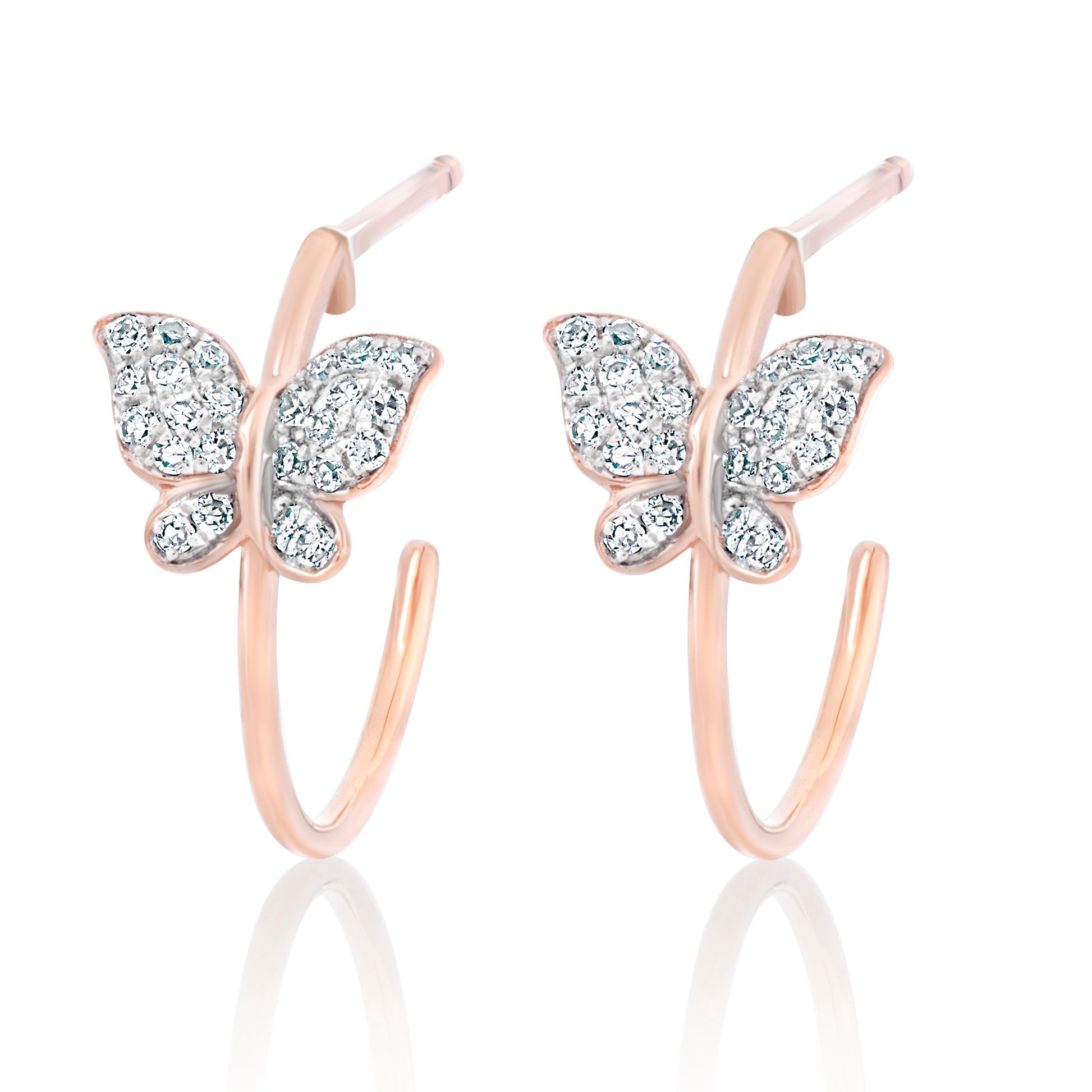 Petite Diamond Butterfly Hoops