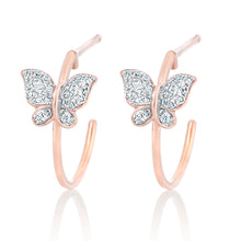 Load image into Gallery viewer, Petite Diamond Butterfly Hoops
