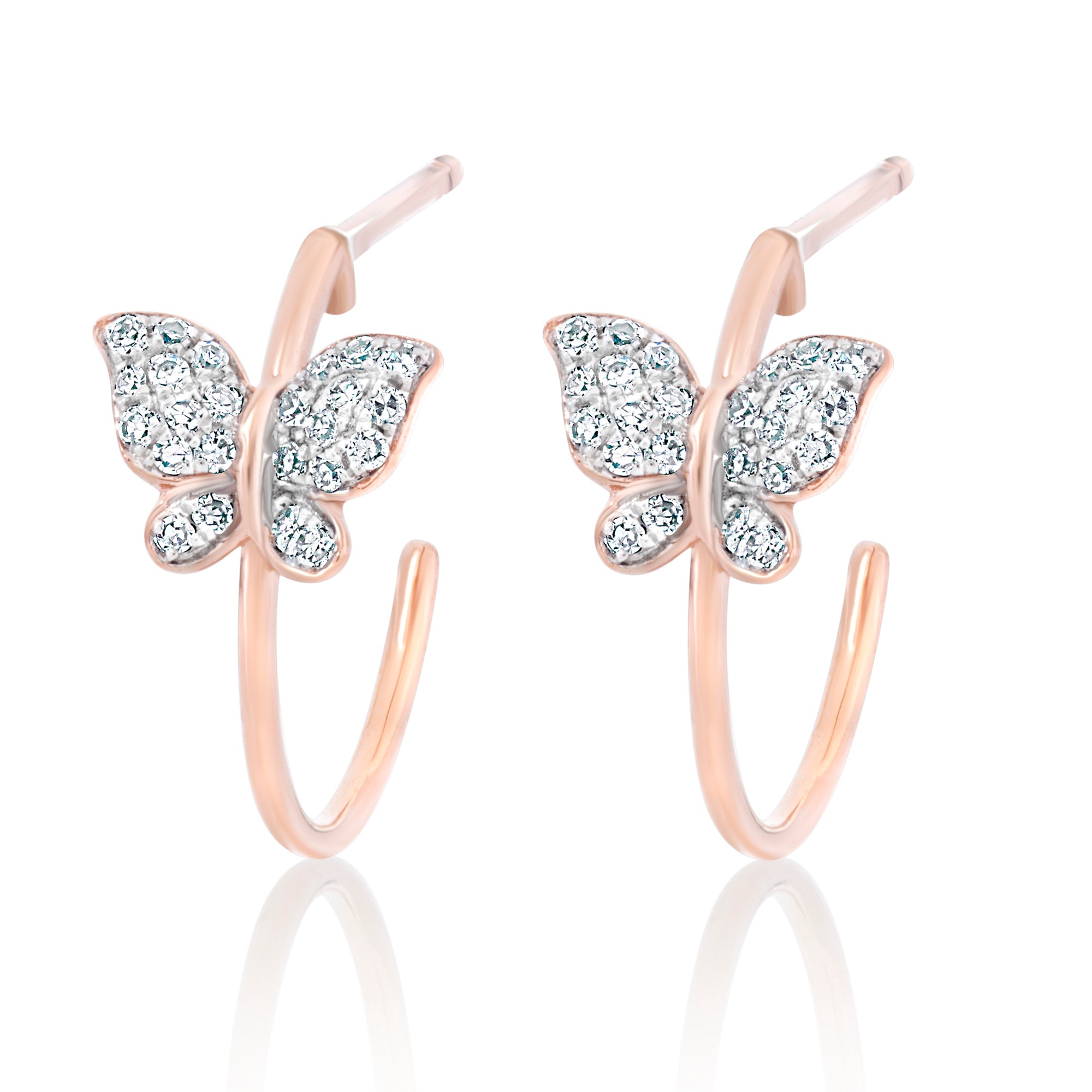 Petite Pink Sapphire and Diamond Butterfly Earrings – Nicole Rose