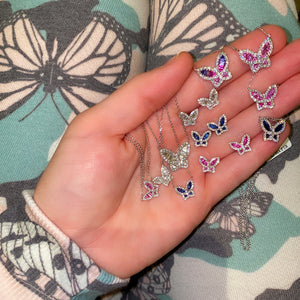 Medium Blue Sapphire and Diamond Butterfly Pendant 3