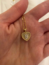 Load image into Gallery viewer, Small All Gold and Diamond Single Initial Heart Pendant 2